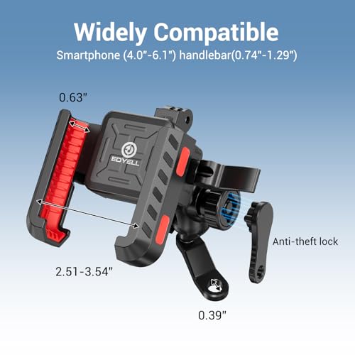 Image of EDYELL Mobile Holder for Bike,Motorcycle Phone Mount Holder, Anti-Theft, Anti-Vibration Dampener Mount,360 Adjustable for Motorcycle Bike ATV Scooter Fit 4.7 inch-7.2 inch Cellphone 12-M Warranty (YF303-B)