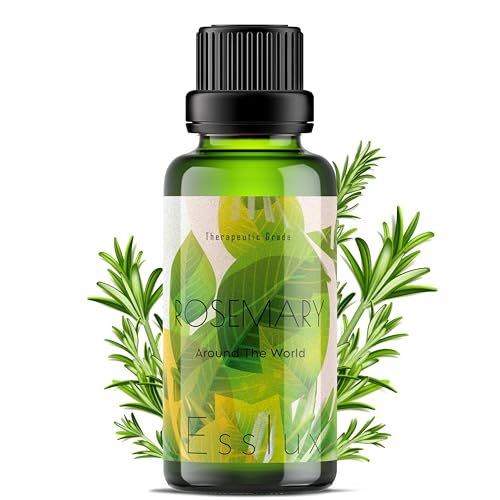 Image of Esslux Rosemary Essential Oil for Hair Growth - 100% Natural Pure Rosemary Oil for Hair, Scalp & Roots | Rosmarinus Officinalis Hair Serum | Essential Oil for Hair Regrowth & Nourishment, 30ml