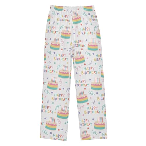 ZZXXB Birthday Cakes Boys Long Pants Soft Trousers Elastic Waist Kids Lounge Bottoms with Pockets S-XL