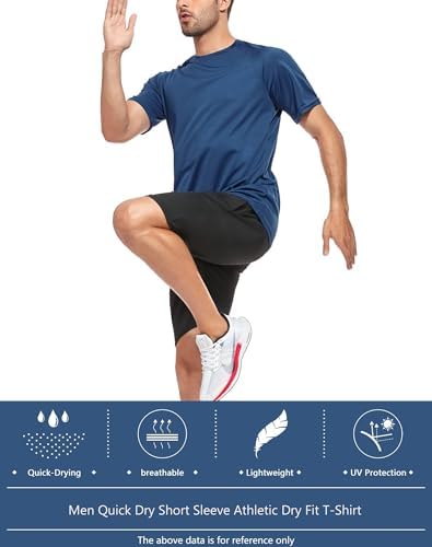 Kinglaman 5 Pack Mesh Workout Shirts for Men Dry Fit Gym Shirts Quick Dry Athletic Short Sleeve Sports T-Shirt Moisture Wicking 1 Black 1 Gray 1 White 1 Blue 1 Green Large - 5