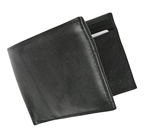 Soft premium leather zippered coin pockets bifold wallet4