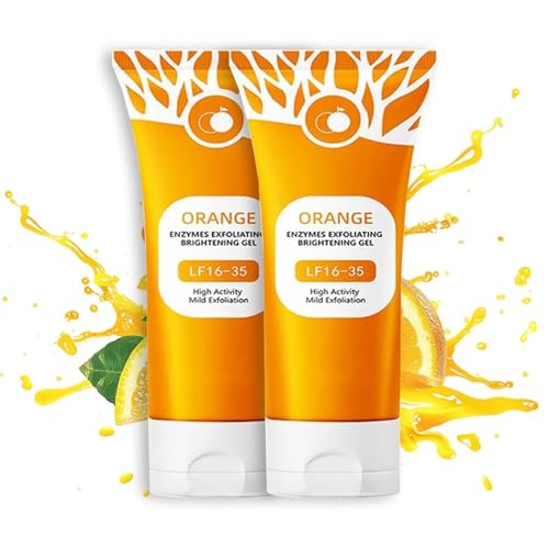 Orange Exfoliating Gel, Facial Exfoliate Gel, Deep Pore Orange Peeling Scrub, Cleaning Pores, Remove Blackheads Moisturize Cleansing, Facial & Body Exfoliating Gels for All Types Skin (2PC)