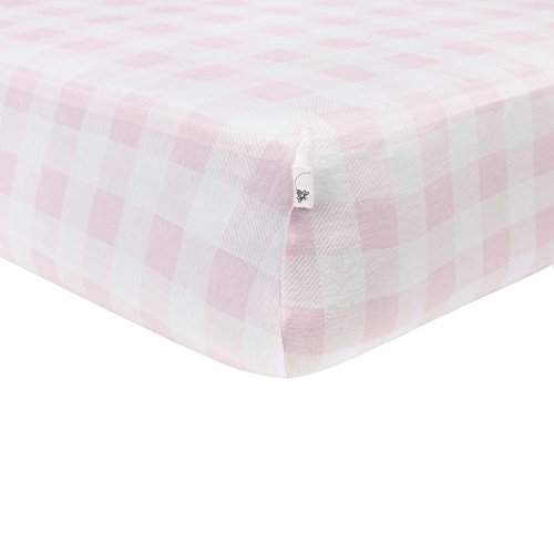 Burt's Bees Baby - Buffalo Check Fitted Crib Sheet, 100% Organic Crib Sheet for Standard Crib and Toddler Mattresses (Blossom)