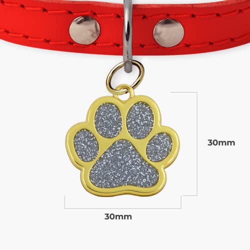 ibera gifts - Hundemarke mit Gravur - Personalisierte Hundemarke in Pfotenform für kleine und mittelgroße Haustiere - Hochwertiges legiertes Metall - Hundemarke personalisiert