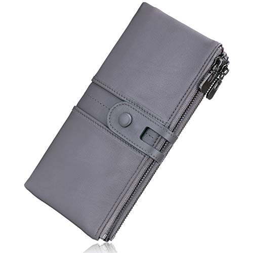 Roulens Wallet For Women Large Capacity Genuine Leather Bifold Rfid Blocking Card Holder Clutch Wallet With Zipper Pocket #TOP29