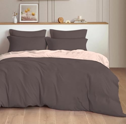 Image of Reversible Plain Glace Cotton Single Bed Quilt Cover /Duvet Cover /Rajai Cover /Blanket Cover with Zipper (60X90 Inches) (Warm Espresso, Double Comforter)