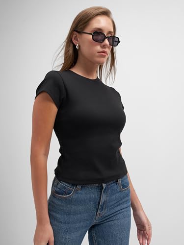 Image of Tokyo Talkies Women Pure Cotton Tops for Woman|Regular Fit Slim fit Crop Tops for Women Western|Top Tshirt for Women Stylish Western|Suitable for Casual and Workwear