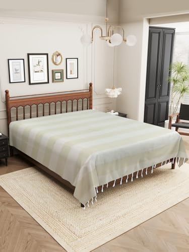 Image of 210 TC Cotton Bedsheet | Handmade Double Bedsheet | Handloom Bedsheets | Without Pillow Cover | Double Bedsheet for Summer (90X100 Inches, 7.5 x 8.3 Feet (Sandrift)