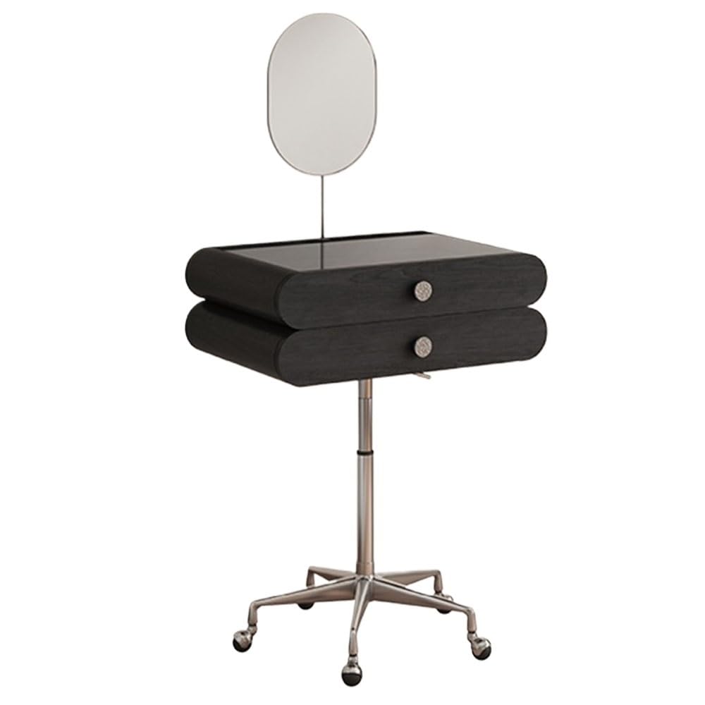 CGCSYZ Vanity Desk Movable Dressing Table Retro Small Dressing Table with Makeup Mirror Farmhouse Makeup Vanity Table with Jewelry Storage Drawer for Bedroom Makeup Dressing Table (Black)