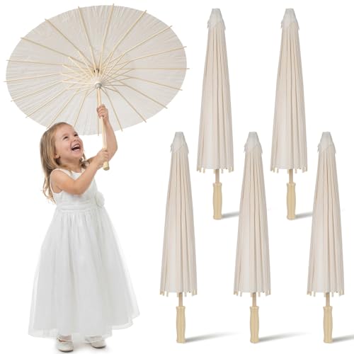 Ombrelle en papier huile chinois SEWACC fait a la main parapluie decoratif vintage blanc de 59cm