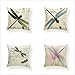 4er Set Kissenbezüge 30x30 cm , Bunte Libelle Samt Soft Dekorative Kissenhülle, Zierkissenbezüge für Sofa , Schlafzimmer Wohnzimmer Auto Büro, Outdoor Zuhause Dekor Kissenbezug 12x12 inch