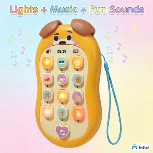 Image of FunBlast Cartoon Musical Mobile Phone for Kids, Mobile with Light & Sound Toys for Babies | Educational Toys for Kids 3+ Years /Boys /Girls-1 Unit (PuppyYellow)
