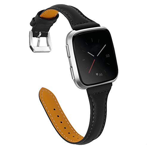 JOYOZY Genuine Leather Bands Compatible Fitbit Versa/Versa2&New Fitbit Versa Lite Smartwatch,Fitbit Versa Wristband Replacement Accessories Fitness Straps Bands Women Men(5.5