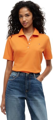 Tommy Hilfiger Damen 1985 Reg Pique Polo Ss Ww0Ww43224 S/S Polo, Orange (Orange Thunder), M 1