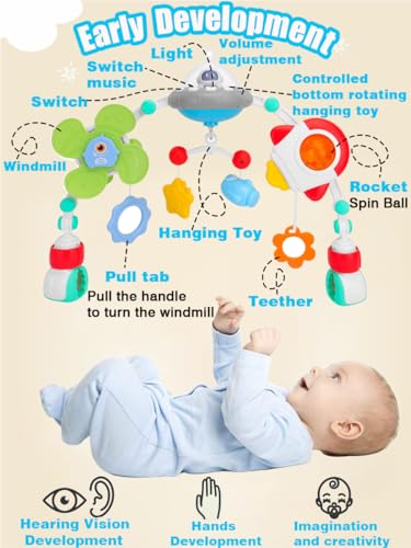 Image of Pau1Hami1ton Baby Stroller Arch Toys, Car Seat Toys,Bouncer Toy Bar /Mobile for Bassinet,Adjustable Baby Hanging Toys Fit for Crib Bed,Stroller.S-19(Spacecraft)
