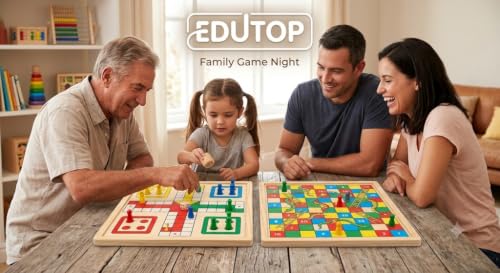 Image of 2-in-1 Ludo, Wooden Board Game| Ludo Game Set | Vibrant Multiplayer Game for Kids & Adults | Smooth & Durable Indoor Board Game Set Indoor Game