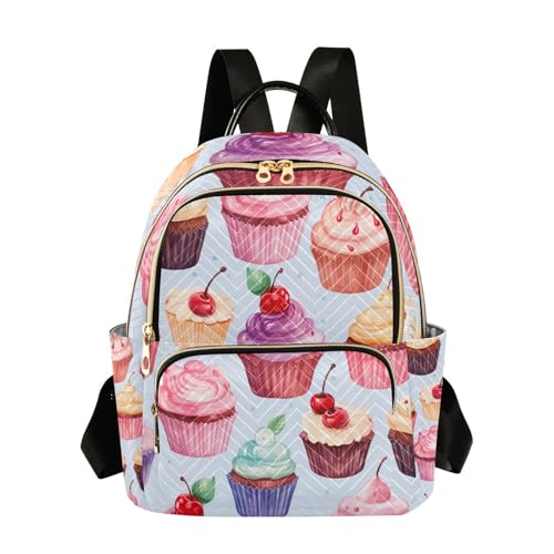 GAIGEO Watercolor Cupcake Women's Backpack Fashion, Daypack Casual, Travel Carry on Backpack for Women, S