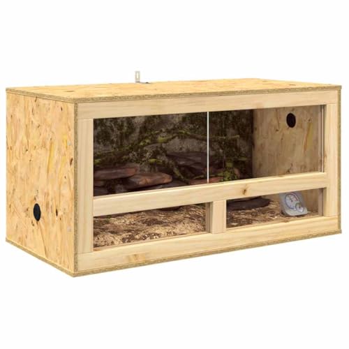 vidaXL Terrarium Marron 80 x 40 x 40 cm OSB, Enclos en Verre Rustique, Terrarium rectangulaire élégant pour Reptiles, Maison d'intérieur ou Vivarium