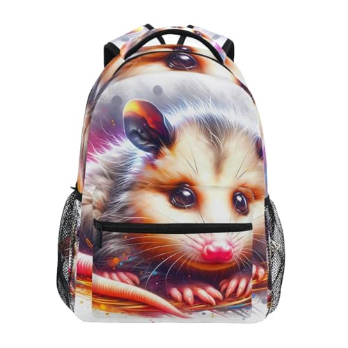 Kids' Backpack, Lightweight Travel Back Pack for Boys Girls Back to School Supplies, 15L, Cute Opossum Anima