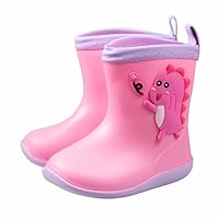 Kids Wellies Lightweight Wellies With Hook & Loop, Boys Girls Dinosaur Cartoon Pattern Welly Boots Rain Boot Wellingtons Waterproof Boots Outdoor School Footwear Size UK 7.5