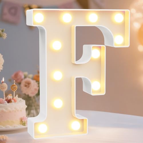 Image of Pooqla LED Marquee Letter Lights Sign, Light Up Alphabet Letter for Home Party Wedding Decoration F