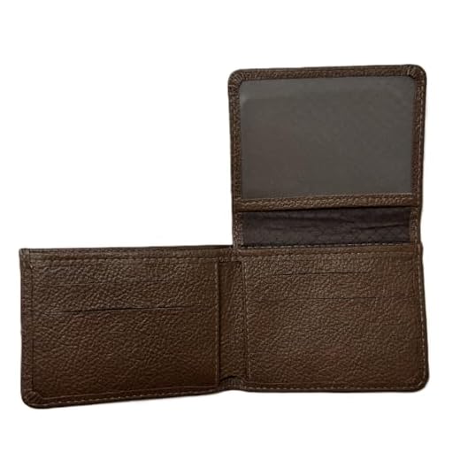 Carteira de Couro Legítimo 100% Animal para 4 Cartões, Porta Documentos e Dinheiro, Masculina (Marrom)