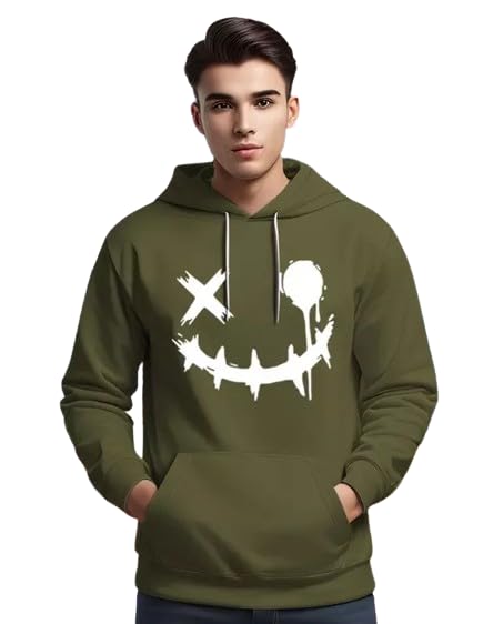 Men New Green Smile Printed Full Sleeve Fleece Hooded Sweatshirt, Casual Sweatshirt, Hoodie with Kangaroo Pockets (Pack of 1)-picture-55