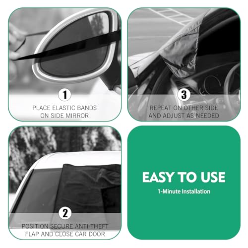 Image of 1 PC Car Windshield Cover, 75 inch x 47.25 inch 600D Oxford Fabric Windshield Frost Cover, Water and Heat and Sag-Proof Car Anti-Theft Cover, Universal for Most Cars (Black)