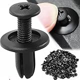AYMBH Pack of 100pcs 8mm Car Plastic Rivet Clips – Universal Push Fasteners for Bumper, Fender, Door Panels – Durable Auto Clip Set for Toyota, Ford, Nissan, Honda – Interior & Exterior Trim Repair