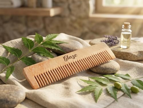 Image of Glaze Natural Wooden Pocket Comb, Anti-Static, for Beard & Hair, Pocket Size