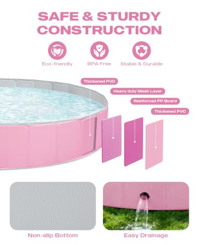 Image of Jecoo Dog Pool for Large Dogs Kiddie Pool Hard Plastic Foldable Dog Bathing Tub Portable Outside Kids Swimming for Pets and Dogs Outdoor Backyard