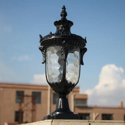 Image of Glowave Decorative Outdoor Black Post Light Pillar Light Column Light, Waterproof Gate Lantern for Patio or Fench Deck, Doorway Porch Pillar Lamp - Warm White (P-6680 /S-BK)