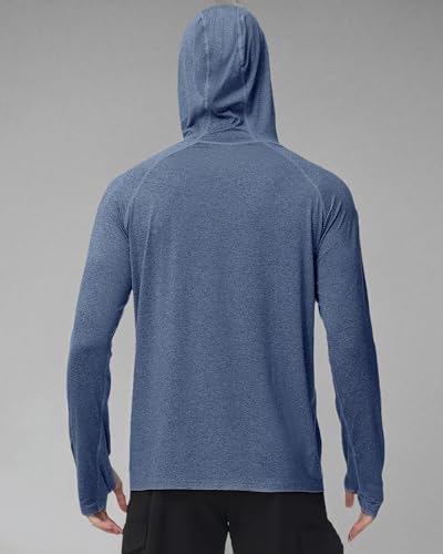 Roadbox Mens UPF 50+ Fishing Shirts, Long Sleeve UV Sun Hoodie, Hiking Running Swim Athletic Workout Shirt