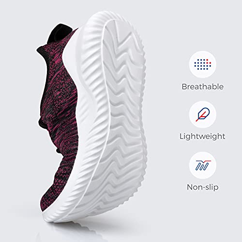 Image of Flysocks Slip On Sneakers for Women-Non Slip Gym Sports Shoes Lightweight Comfortable Walking Tennis Shoes, B- Black Pink Mix, 9