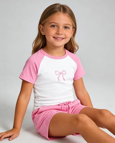 Image of Cakaner Toddler Kids Girl Clothes Floral Letter Graphic Top + Shorts 2PC Girls Summer Short Set