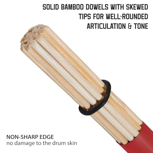 1Pair Drumsticks Bamboo Punk Drum Sticks for Jazz Folk Music Red