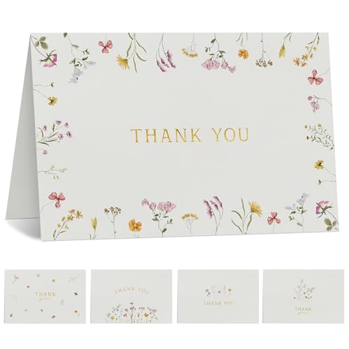 Beautiful Thank You Card Set With Envelopes and Stickers - Set of 20 Elegant Blank Cards For...