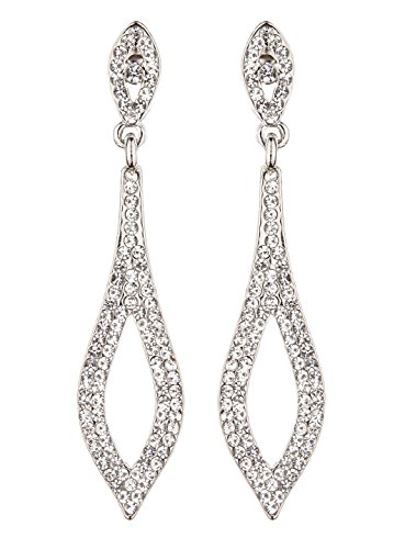 Clip en los pendientes - Plata plateada con cristales claros - Banba S por Bello London