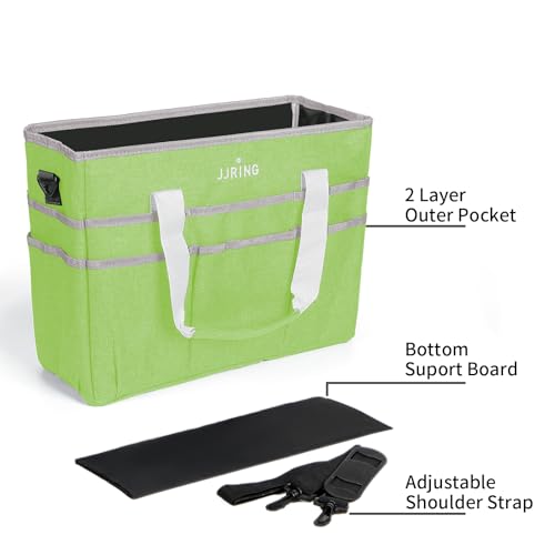 Image of JJRING Craft Organizer Tote Bag, Large Art Storage Caddy with Multiple Pockets, Cyan Sewing Bag for Art, Craft, Scrapbooking, School, Medical, and Office Supplies Storage
