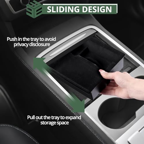 EYPINS 3-Piece Center Console Organizer Tray - Premium Flocked Material, Anti-Slip, Anti-Vibration Design, Car Accessories for Tesla Model 3/Y (2021-2023 ) Model Y 2024