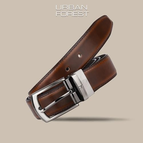 Image of URBAN FOREST Aiden Brown Formal Leather Belt for Men
