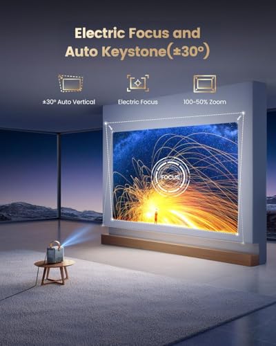 4K Portable Smart Projector with WiFi and Bluetooth [Compatible with Netflix & Dolby Audio], Mini Outdoor Movie Projector with Native 1080P, Auto Keystone & Electric Focus for Home Theater, Bedroom - image 8