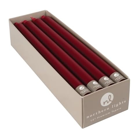 Northern Lights Candles - 12" 12pk Tapers - Crimson - 72795 Cover