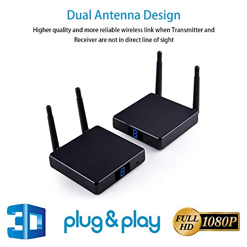 Convertidor FHD686, receptor-transmisor inalámbrico HDMI, de hasta 200 metros, extensor inalámbrico, equipo transmisor con soporte IR PassThrough 1080P 3D, de Measy.