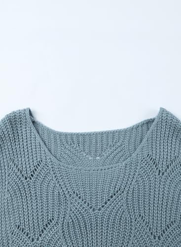 Image of Dokotoo Womens Sweaters 2026 Crewneck Cute Elegant Soft Long Sleeve Hollow Cable Knit Pullover Tops