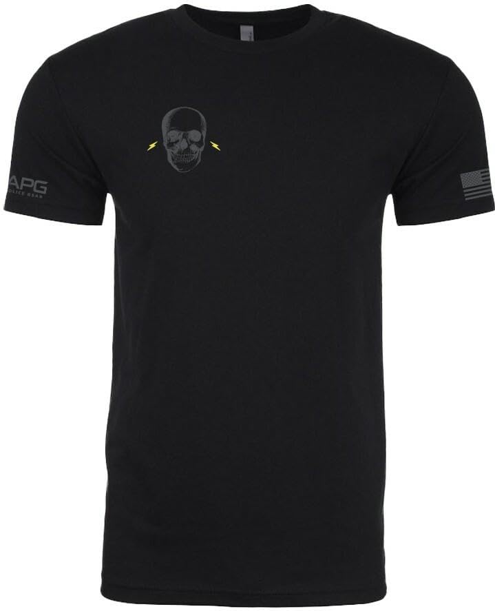 LA Police Gear Mens Stay Alert Stay Alive Short Sleeve T-Shirt Glow-in-The-Dark Graphic Tee for Men - Black - XLarge