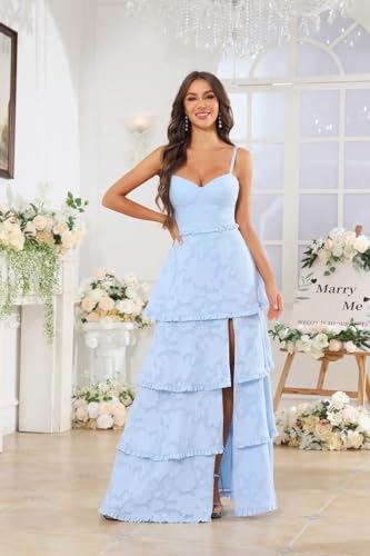 Jacquard Chiffon Bridesmaid Dresses Sweetheart Neck A Line Long Wedding Guest Dress with Slit for Women3