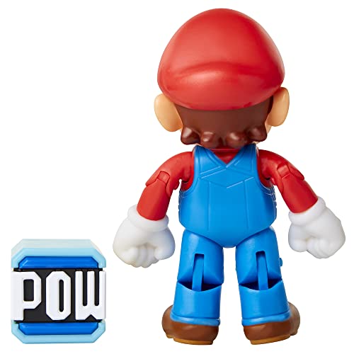 Super Mario Collectible Mario 4" Poseable Articulated Action Figure With Pow Accessory, Perfect For Kids & Collectors Alike! For Ages 3+ #TOP5