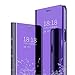 Produktbild MLOTECH Kompatibel mit Samsung Galaxy A9 2018 Hülle Handyhülle + Gehärtetes Glas schutzfolie Flip Transluzent View Miroir Handyhülle Anti-Schock Spiegel Standfunktion Schutzhülle Lila blau