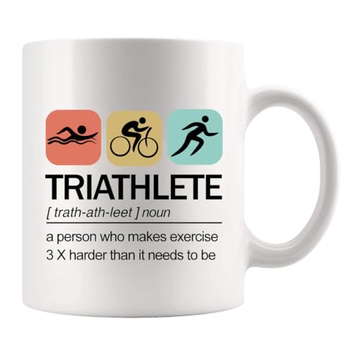 Panvola Triathlete Definition Mug Athlete Gifts Swimmer Biker Runner Sports Player Ceramic Mug Novelty Drinkware (White)